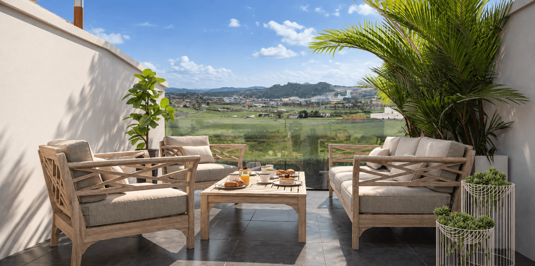 Render de la panorámica desde el balcón de Residencial Miguel Ángel